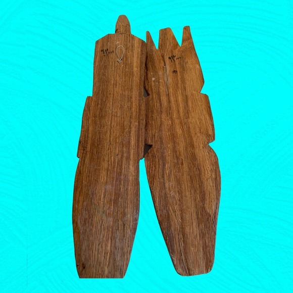 Pair Of Small African Wood Carved Masks With Human Faces 9” Vintage - Picture 2 of 13